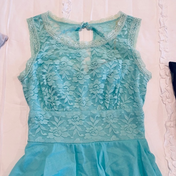 Aqua lace semi-formal dress - Picture 3 of 4